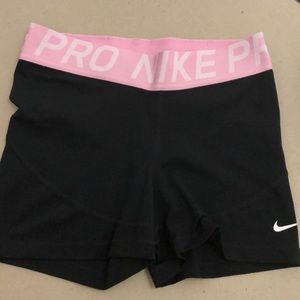 Nike Pro Black Shorts Black shorts with pink  band